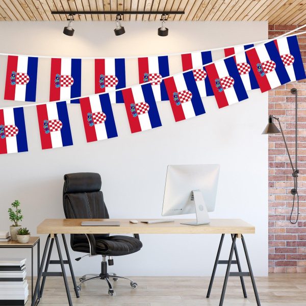 G128 Croatia Croatian Bunting Banner | Flag 8.2 x 5.5 Inch, Full String 33 Feet | Printed 150D Polyester, Decorations For Bar, School, Festival Events Celebration - Image 3