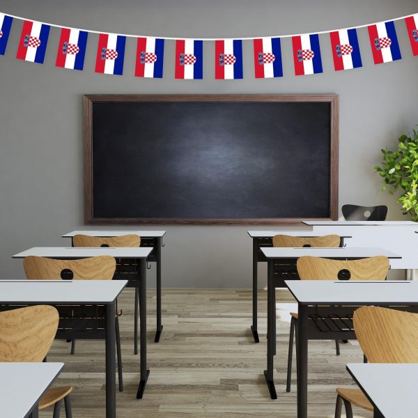G128 Croatia Croatian Bunting Banner | Flag 8.2 x 5.5 Inch, Full String 33 Feet | Printed 150D Polyester, Decorations For Bar, School, Festival Events Celebration - Image 4