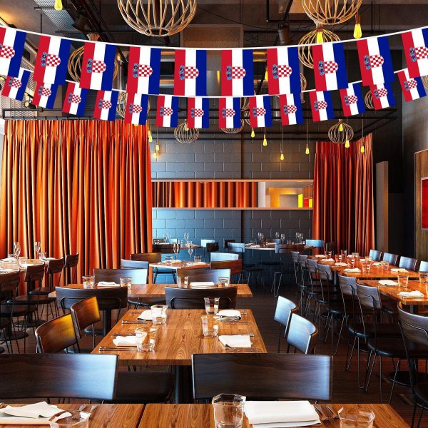 G128 Croatia Croatian Bunting Banner | Flag 8.2 x 5.5 Inch, Full String 33 Feet | Printed 150D Polyester, Decorations For Bar, School, Festival Events Celebration - Image 5
