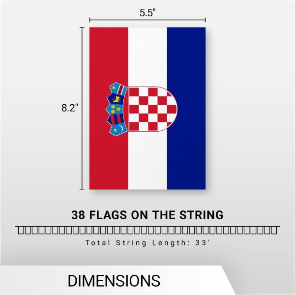 G128 Croatia Croatian Bunting Banner | Flag 8.2 x 5.5 Inch, Full String 33 Feet | Printed 150D Polyester, Decorations For Bar, School, Festival Events Celebration - Image 7