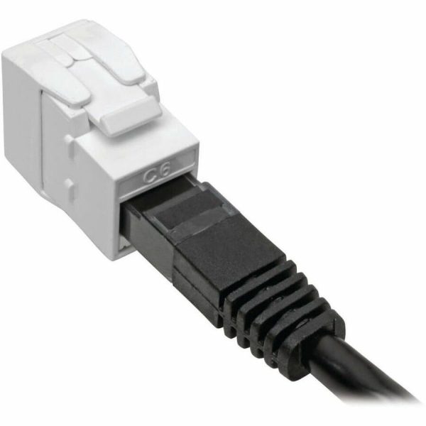 Eaton Tripp Lite Series Keystone Jack Cat6/Cat5e, RJ45, Shuttered, Dust Cap - Toolless, PoE/PoE+ Compliant, White, TAA - Image 3