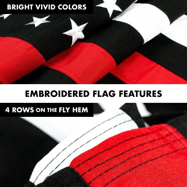 G128 Flag Pole 5 FT White Tangle Free & Thin Red Flag 2.5x4 FT Combo Embroidered Spun Polyester - Image 5