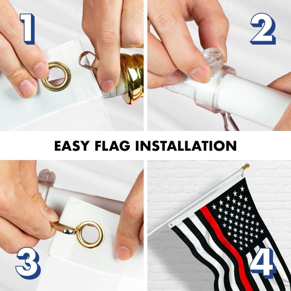 G128 Flag Pole 5 FT White Tangle Free & Thin Red Flag 2.5x4 FT Combo Embroidered Spun Polyester - Image 7