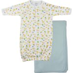 Print Infant Gown And Recieving Blanket Cs_0099