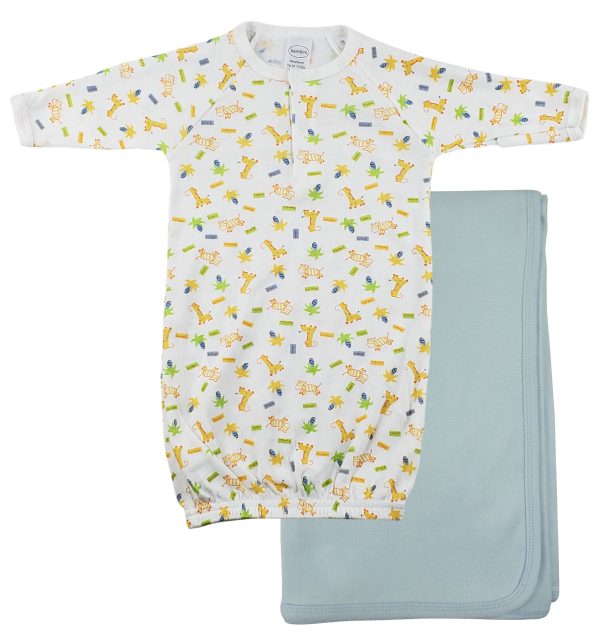 Print Infant Gown And Recieving Blanket Cs_0099