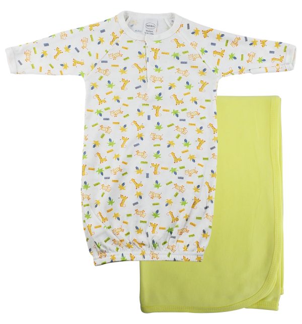 Print Infant Gown And Recieving Blanket Cs_0098