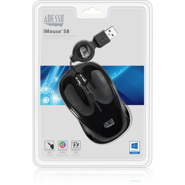 Adesso iMouse S8B - USB Illuminated Retractable Mini Mouse - Image 8