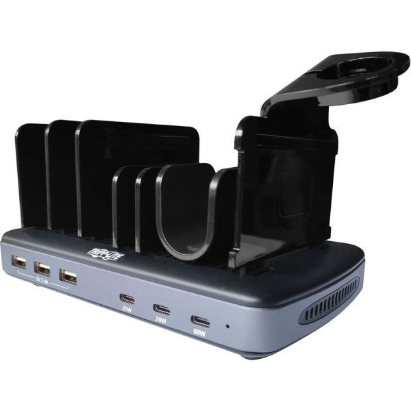 Eaton Tripp Lite Series 120W Multi-Device Charging Station - 60W USB-C, 2x 20W USB-C, and 3x USB-A Ports for Smartphone, Tablet and Apple Watch with Storage - Image 3