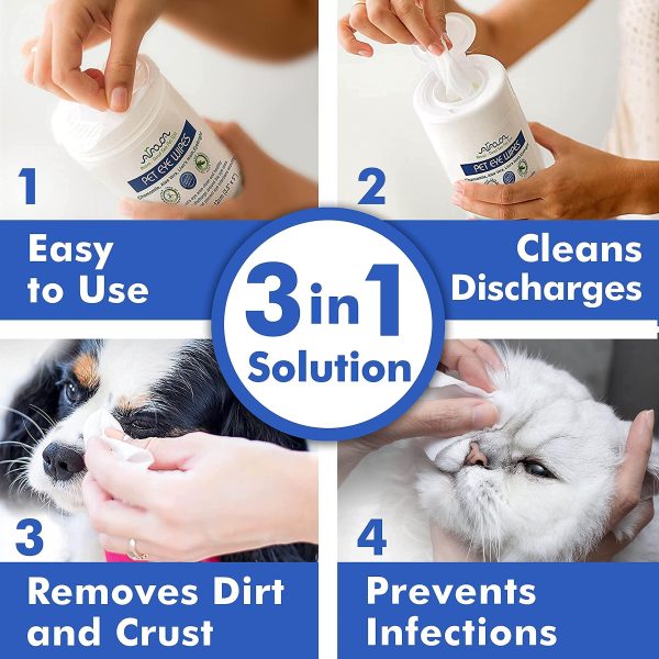 Arava Pet Eye Wipes   for Dogs Cats Puppies & Kittens   100 Count   Natural and Aromatherapy Medicated   Removes Dirt Crust and Discharge   Prevents Tear Stain Infections & Irritations   Soft & Gentle - Image 6