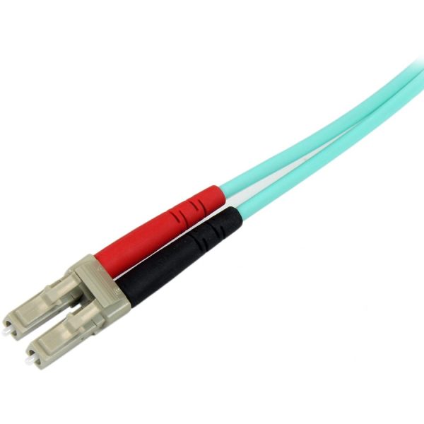 StarTech.com 1m (3ft) LC/UPC to SC/UPC OM3 Multimode Fiber Optic Cable, Full Duplex 50/125 Zipcord, 100G, LSZH Fiber Jumper Cord - Image 2