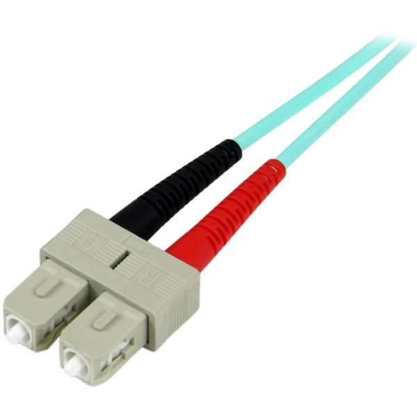 StarTech.com 1m (3ft) LC/UPC to SC/UPC OM3 Multimode Fiber Optic Cable, Full Duplex 50/125 Zipcord, 100G, LSZH Fiber Jumper Cord - Image 3