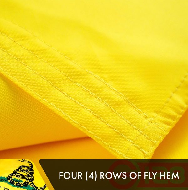 G128 3 Pack: Gadsden Don't Tread On Me Flag | 16x24 In | Double ToughWeave Series Double Sided Embroidered 210D Poly | Historical Flag, Embroidered Design, Brass Grommets, Heavy Duty, 3-ply - Image 5