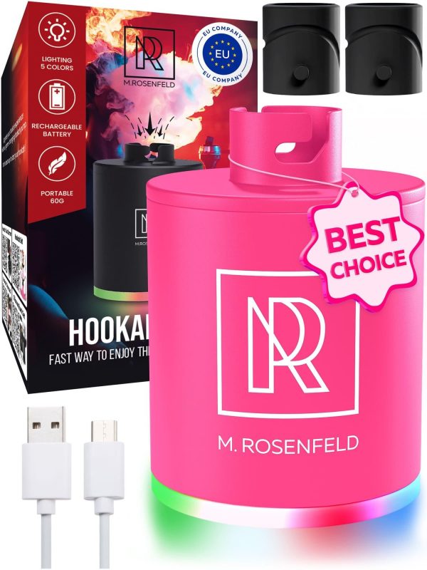 Pink Hookah Pump with 1300 mAh Rechargeable Battery   Electric Hookah Air Pump Kit with Led Light   Mini Hookah Pump Starter   Universal Shisha Hookah Starter Kit Helper   Hookah Starter