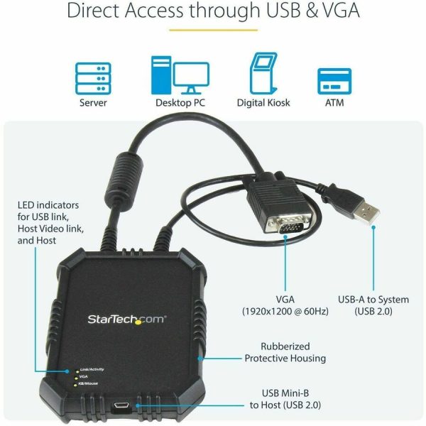StarTech.com Laptop to Server KVM Console, Rugged USB Crash Cart Adapter with File Transfer and Video Capture, TAA - Image 3