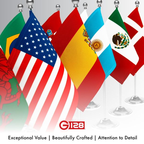 G128 American USA Deluxe Desk Flag Set | 8.5x5.5 In | Printed 300D Polyester, with Silver Dome and Base, 15" Metal Pole, Decorations For Office, Home and Festival Events Celebration - Image 8
