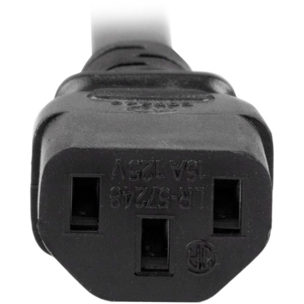 StarTech.com 3ft (1m) Heavy Duty Extension Cord, IEC C13 to IEC C20 Black Extension Cord, 15A 125V, 14AWG, Heavy Gauge Power Cable - Image 2