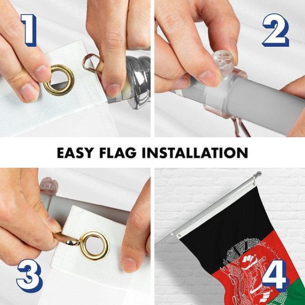 G128 Combo Pack: Flag Pole 6 FT Silver Tangle Free & Afghanistan Afghan Flag 3x5 FT Printed 150D Polyester - Image 7