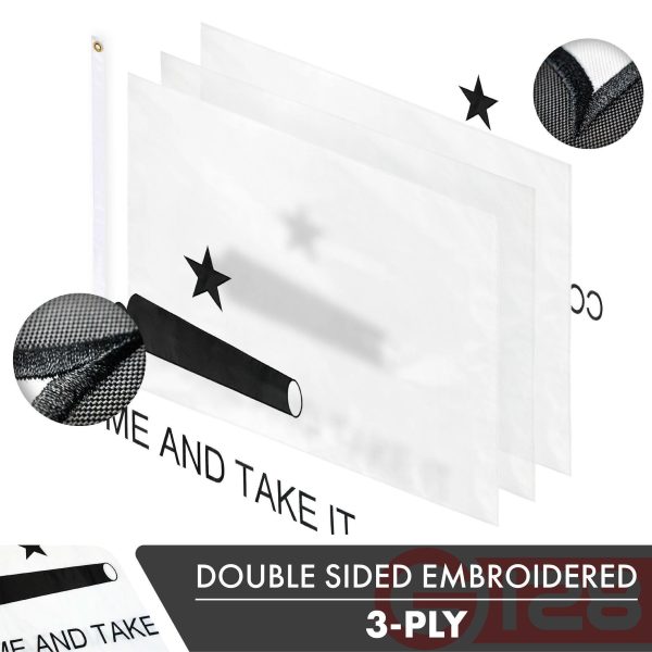 Come and Take It Flag 3x5 Ft 10-Pack Double-sided Embroidered Polyester By G128 - Image 2