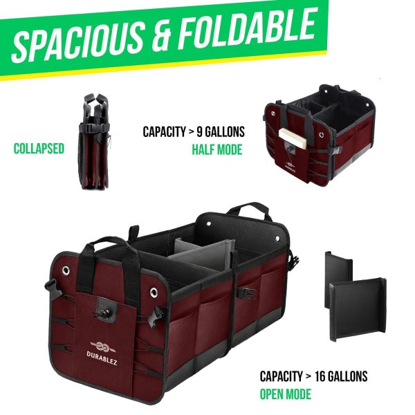 4 Compartment Separable Collapsible Car Trunk Storage Organizer for SUV Minivan Truck Sedan   XXL Cherrysh - Image 6