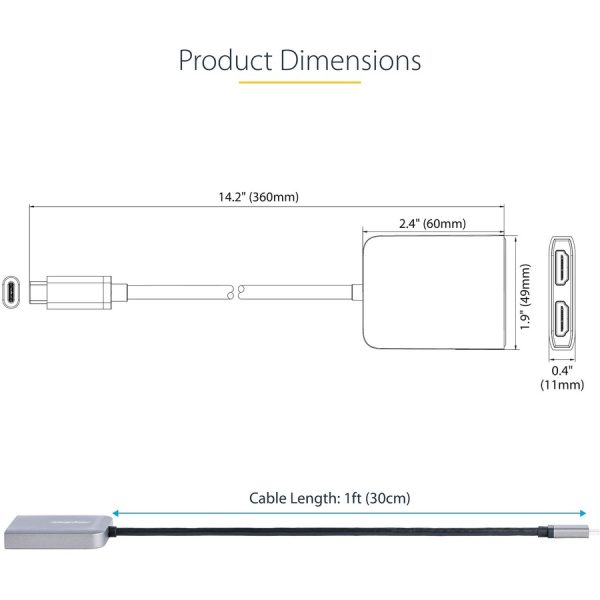 StarTech.com USB-C to Dual HDMI Adapter, USB Type-C Multi-Monitor MST Hub, Dual 4K 60Hz HDMI Laptop Display Extender / Splitter, Windows - Image 7