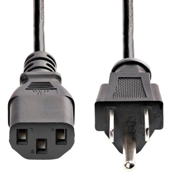 StarTech.com 25ft(7.6m) Computer Power Cord, NEMA 5-15P to C13, 10A 125V 18AWG, Black Replacement AC PC Power Cord, TV/Monitor Power Cable - Image 3