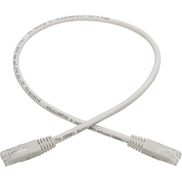 Eaton Tripp Lite Series Cat6 Gigabit Molded (UTP) Ethernet Cable (RJ45 M/M), PoE, White, 2 ft. (0.61 m) - Image 5