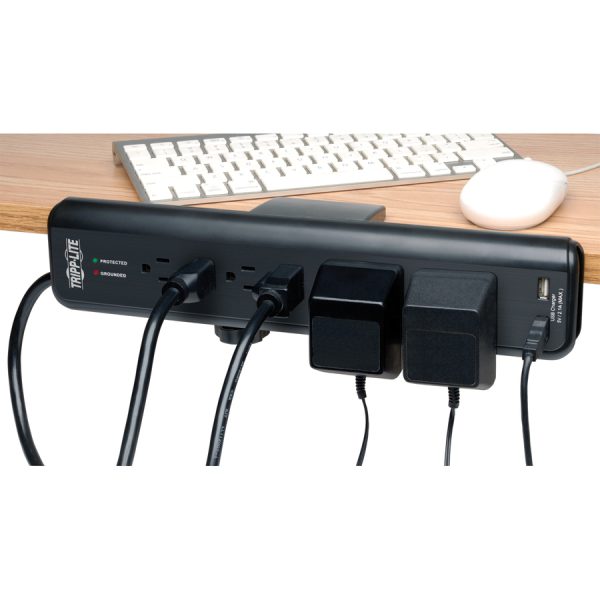 Eaton Tripp Lite Series Protect It! 6-Outlet Clamp-Mount Surge Protector, 6 ft. (1.83 m) Cord, 2100 Joules, 2 x USB Charging ports (2.1A total) - Image 2