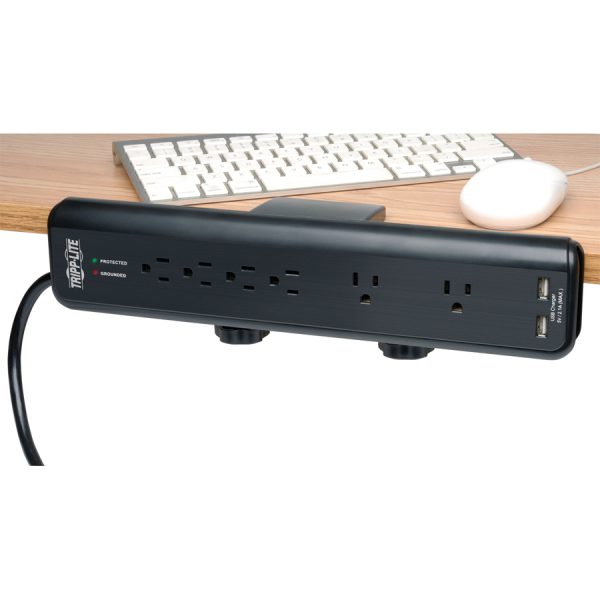 Eaton Tripp Lite Series Protect It! 6-Outlet Clamp-Mount Surge Protector, 6 ft. (1.83 m) Cord, 2100 Joules, 2 x USB Charging ports (2.1A total) - Image 3