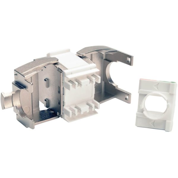 Eaton Tripp Lite Series Toolless Shielded Cat6a Keystone Jack, PoE/PoE+ Compliant, Shuttered - Silver, TAA - Image 2