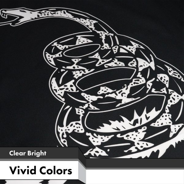 Gadsden Black and White Flag 3x5 Ft 2-Pack Printed 150D Polyester By G128 - Image 3
