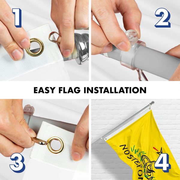 G128 Combo Pack: Flag Pole 6 FT Silver Tangle Free & No Step On Snek Flag 3x5ft 150D Printed Polyester - Image 7