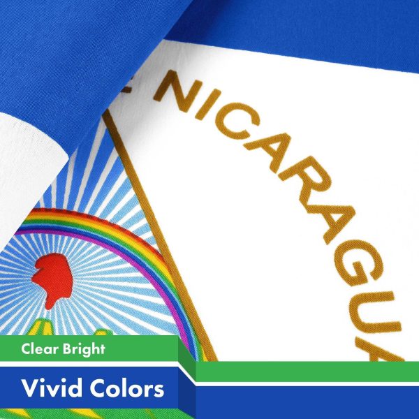 G128 3 Pack: Nicaragua Nicaraguan Flag | 3x5 Ft | LiteWeave Pro Series Printed 150D Poly | Country Flag, Indoor/Outdoor, Vibrant Colors, Brass Grommets, Thicker and More Durable Than 100D 75D Poly - Image 3