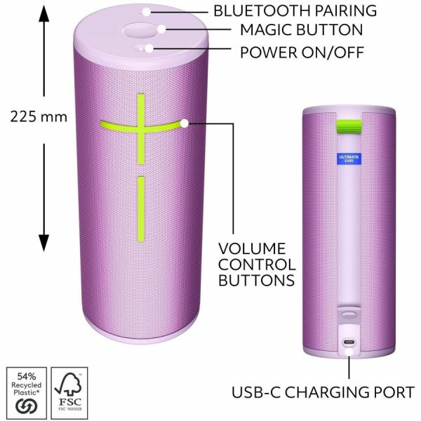 Ultimate Ears MEGABOOM 4 Portable Waterproof Bluetooth Speaker With Powerful 360-Degree Sound and Thundering Bass, Floating Speaker With 20-Hour Battery and 147ft (45m) Range, Lilac - Image 5