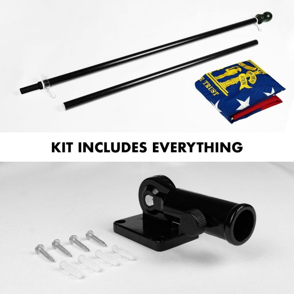 G128 - 6 Feet Tangle Free Spinning Flagpole (Black) Georgia Flag Brass Grommets Embroidered 3x5 ft (Flag Included) Aluminum Flag Pole - Image 2