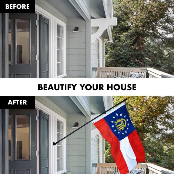 G128 - 6 Feet Tangle Free Spinning Flagpole (Black) Georgia Flag Brass Grommets Embroidered 3x5 ft (Flag Included) Aluminum Flag Pole - Image 3