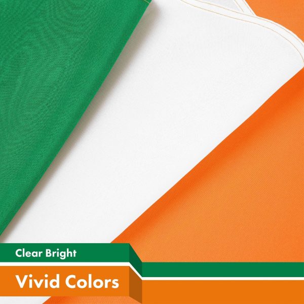 G128 3 Pack: Ireland Irish Flag | 3x5 Ft | LiteWeave Pro Series Printed 150D Polyester, 4 Corner Brass Grommets | Country Flag, Vibrant Colors, Perfect For Balcony, More Durable Than 100D 75D Poly - Image 3