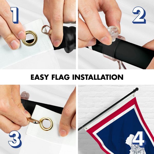 G128 Combo Pack: 6 Ft Tangle Free Spinning Flagpole (Black) & Wyoming Flag 3x5 Ft Printed 150D Polyester, Brass Grommets (Flag Included) Aluminum Flag Pole - Image 7
