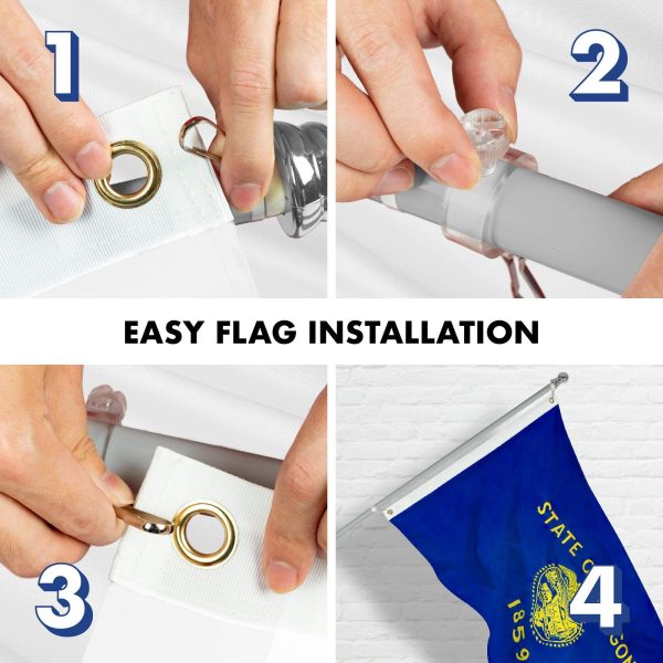 G128 - 6 Feet Tangle Free Spinning Flagpole (Silver) Oregon Double Sided Brass Grommets Embroidered 3x5 ft (Flag Included) Aluminum Flag Pole - Image 7