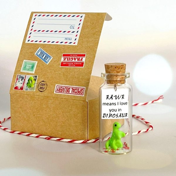Cute and Kawaii Anniversary Presents   Personalized Love Gifts for Boyfriend Girlfriend   Romantic Gift for Her Him (Green Dino   RAWR Means I Love You in Dinosaur in Craft Gift Box) - Image 2