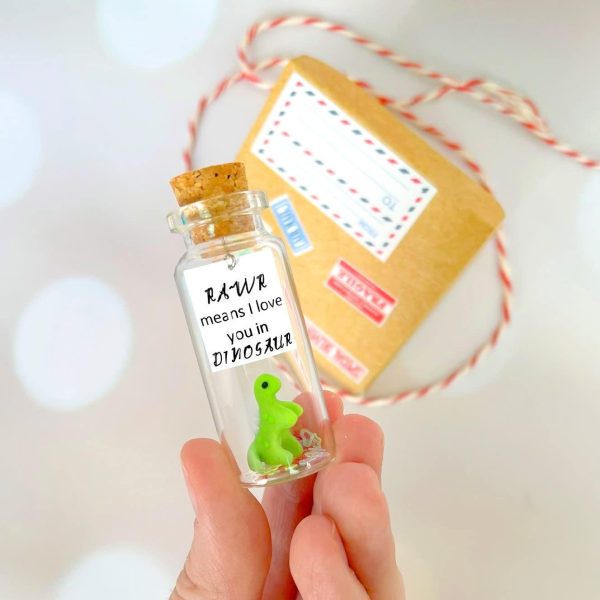 Cute and Kawaii Anniversary Presents   Personalized Love Gifts for Boyfriend Girlfriend   Romantic Gift for Her Him (Green Dino   RAWR Means I Love You in Dinosaur in Craft Gift Box) - Image 3