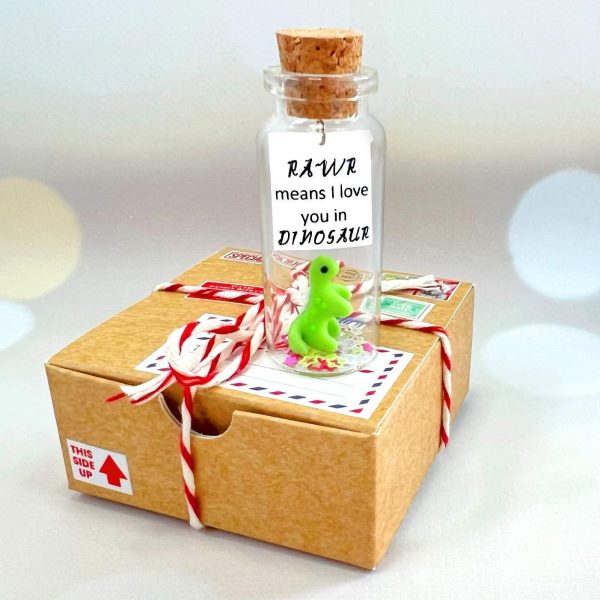 Cute and Kawaii Anniversary Presents   Personalized Love Gifts for Boyfriend Girlfriend   Romantic Gift for Her Him (Green Dino   RAWR Means I Love You in Dinosaur in Craft Gift Box) - Image 5