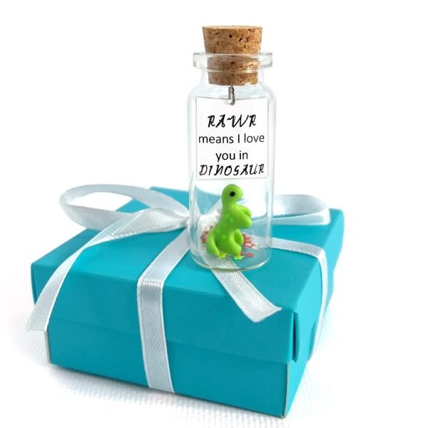 Cute and Kawaii Anniversary Presents   Personalized Love Gifts for Boyfriend Girlfriend   Romantic Gift for Her Him (Green Dino   RAWR Means I Love You in Dinosaur in Craft Gift Box) - Image 6