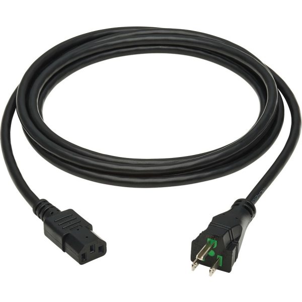 Eaton Tripp Lite Series Safe-IT Antibacterial Hospital-Grade Power Cord, 5-15P to C13 - Green Dot, 13A, 125V, 16 AWG, Black, 10 ft. (3 m) - Image 2