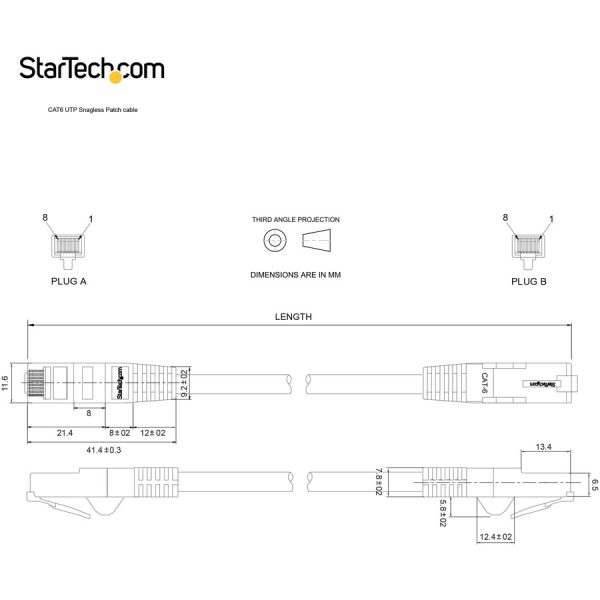 StarTech.com 14ft CAT6 Ethernet Cable - Blue Snagless Gigabit - 100W PoE UTP 650MHz Category 6 Patch Cord UL Certified Wiring/TIA - Image 8