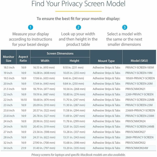StarTech.com Monitor Privacy Screen for 19" Display - Widescreen Computer Monitor Security Filter - Blue Light Reducing Screen Protector - Image 5