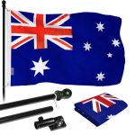 G128 - 6 Feet Tangle Free Spinning Flagpole (Black) Australia Brass Grommets Printed 3x5 ft (Flag Included) Aluminum Flag Pole
