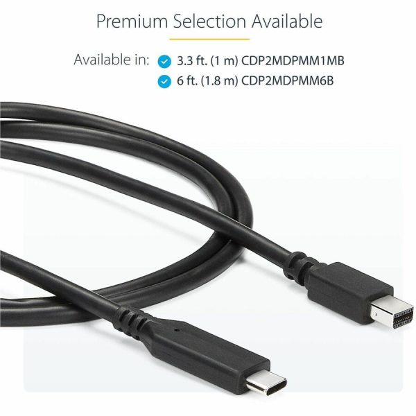 StarTech.com 1 m / 3.3 ft. USB-C to Mini DisplayPort Cable - 4K 60Hz - Black - USB 3.1 Type-C to Mini DP Adapter Cable - mDP Cable - Image 5