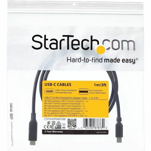 StarTech.com 1 m / 3.3 ft. USB-C to Mini DisplayPort Cable - 4K 60Hz - Black - USB 3.1 Type-C to Mini DP Adapter Cable - mDP Cable - Image 6