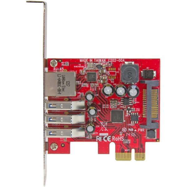 StarTech.com 3 Port PCI Express USB 3.0 Card + Gigabit Ethernet - 5Gbps - Image 2