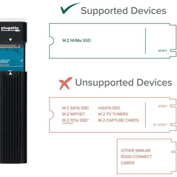 Plugable USB C to M.2 NVMe Tool-free Enclosure USB C and Thunderbolt 3 Compatible up to USB 3.1 Gen 2 Speeds (10Gbps). - Image 6